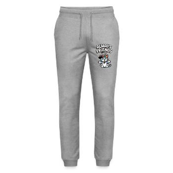Always Friends Cat and Mouse - Stanley/Stella Mover Unisex Organic Jogging Trousers - heather grey - Front - Marisol (170cm) & Nik (191cm)