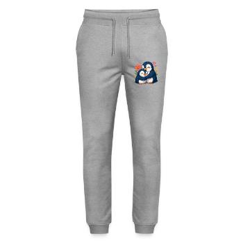 Kuschel-Pinguine im Blumenmeer - Stanley/Stella Unisex Bio Jogginghose Mover  - Grau meliert - Vorne - Marisol (170cm) & Nik (191cm)