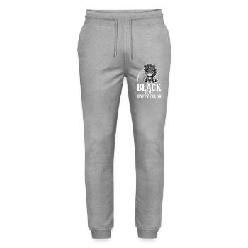 Schwarz ist mein fröhliches Farbeinhorn - Stanley/Stella Unisex Bio Jogginghose Mover  - Grau meliert - Vorne - Marisol (170cm) & Nik (191cm)