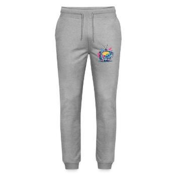 Colorful TV buddy - Stanley/Stella Mover Unisex Organic Jogging Trousers - heather grey - Front - Marisol (170cm) & Nik (191cm)