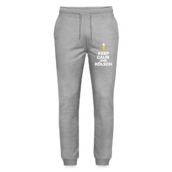 KEEP CALM AND KÖLSCH! STANGE GLÜCK AUS KÖLN white - Stanley/Stella Mover Unisex Organic Jogging Trousers - heather grey - Front - Marisol (170cm) & Nik (191cm)