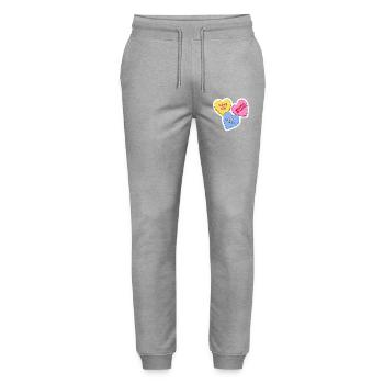 Pastellherzen Liebesbotschaft Trio - Stanley/Stella Unisex Bio Jogginghose Mover  - Grau meliert - Vorne - Marisol (170cm) & Nik (191cm)