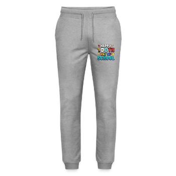 Happy 100th Day of School Teacher Student Gift - Stanley/Stella Mover Unisex Organic Jogging Trousers - heather grey - Front - Marisol (170cm) & Nik (191cm)
