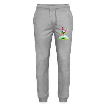 Rainbow Windmill Smile - Stanley/Stella Mover Unisex Organic Jogging Trousers - heather grey - Front - Marisol (170cm) & Nik (191cm)