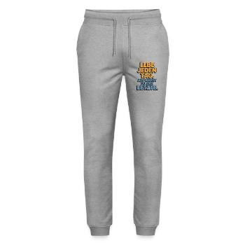 Live every day like you're the last one - Stanley/Stella Mover Unisex Organic Jogging Trousers - heather grey - Front - Marisol (170cm) & Nik (191cm)