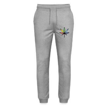 Cannabis / Marijuana / Hemp (Outline / Rainbow) - Stanley/Stella Mover Unisex Organic Jogging Trousers - heather grey - Front - Marisol (170cm) & Nik (191cm)