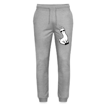 No Drama Lama Cool Sunglasses Seated Relaxed - Stanley/Stella Mover Unisex Organic Jogging Trousers - heather grey - Front - Marisol (170cm) & Nik (191cm)