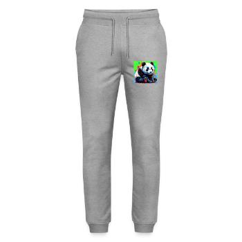 Panda - Stanley/Stella Unisex Bio Jogginghose Mover  - Grau meliert - Vorne - Marisol (170cm) & Nik (191cm)