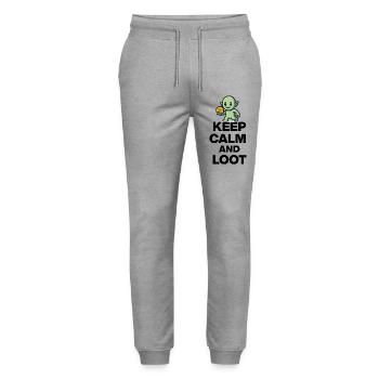 KEEP CALM AND LOOT, GOBLIN GOLD! GAMER NERD PARTY - Stanley/Stella Mover Unisex Organic Jogging Trousers - heather grey - Front - Marisol (170cm) & Nik (191cm)