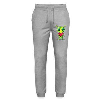 Alien with a heart - Stanley/Stella Mover Unisex Organic Jogging Trousers - heather grey - Front - Marisol (170cm) & Nik (191cm)