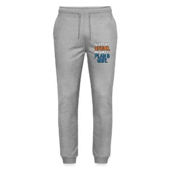 Du bist der Grund warum es Plan B gibt - Stanley/Stella Unisex Bio Jogginghose Mover  - Grau meliert - Vorne - Marisol (170cm) & Nik (191cm)