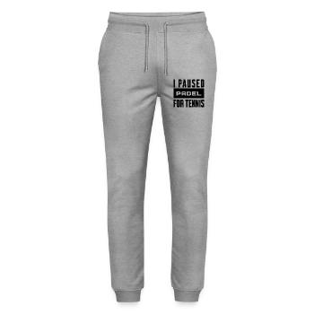 Tennis & Padel Hoodie, Shirt for Tennis Players - Stanley/Stella Mover Unisex Organic Jogging Trousers - heather grey - Front - Marisol (170cm) & Nik (191cm)