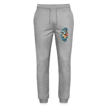 Sunset Waves Kiteboard Portrait - Stanley/Stella Mover Unisex Organic Jogging Trousers - heather grey - Front - Marisol (170cm) & Nik (191cm)
