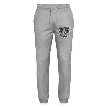 Avocardio Neon Gym-Avocado - Stanley/Stella Mover Unisex Organic Jogging Trousers - heather grey - Front - Marisol (170cm) & Nik (191cm)
