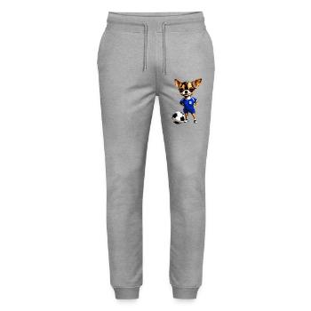 Chihuahua Fussball Hund - Stanley/Stella Unisex Bio Jogginghose Mover  - Grau meliert - Vorne - Marisol (170cm) & Nik (191cm)