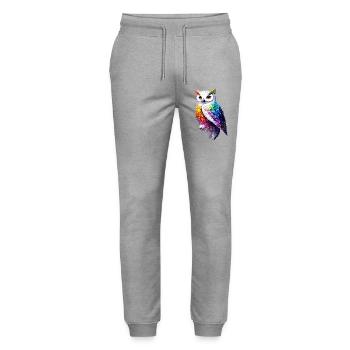 Snowy Owl White Owl Owl Owl Owl Snow Owl - Stanley/Stella Mover Unisex Organic Jogging Trousers - heather grey - Front - Marisol (170cm) & Nik (191cm)