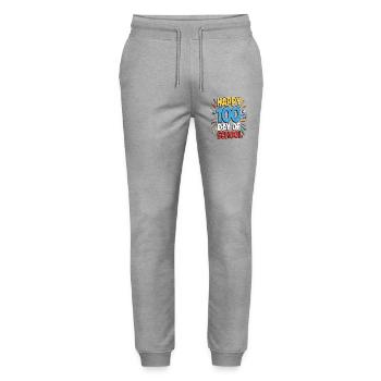 Hundertster Schultag Jubel Design - Stanley/Stella Unisex Bio Jogginghose Mover  - Grau meliert - Vorne - Marisol (170cm) & Nik (191cm)