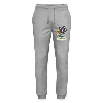 Cat Camper: Camping Adventure - Stanley/Stella Mover Unisex Organic Jogging Trousers - heather grey - Front - Marisol (170cm) & Nik (191cm)