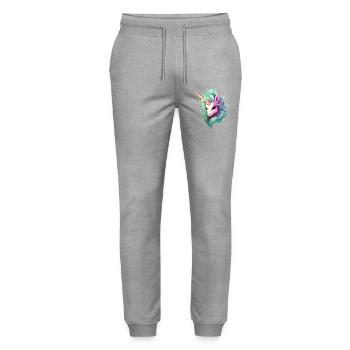 Unicorn head in rainbow hair - Stanley/Stella Mover Unisex Organic Jogging Trousers - heather grey - Front - Marisol (170cm) & Nik (191cm)