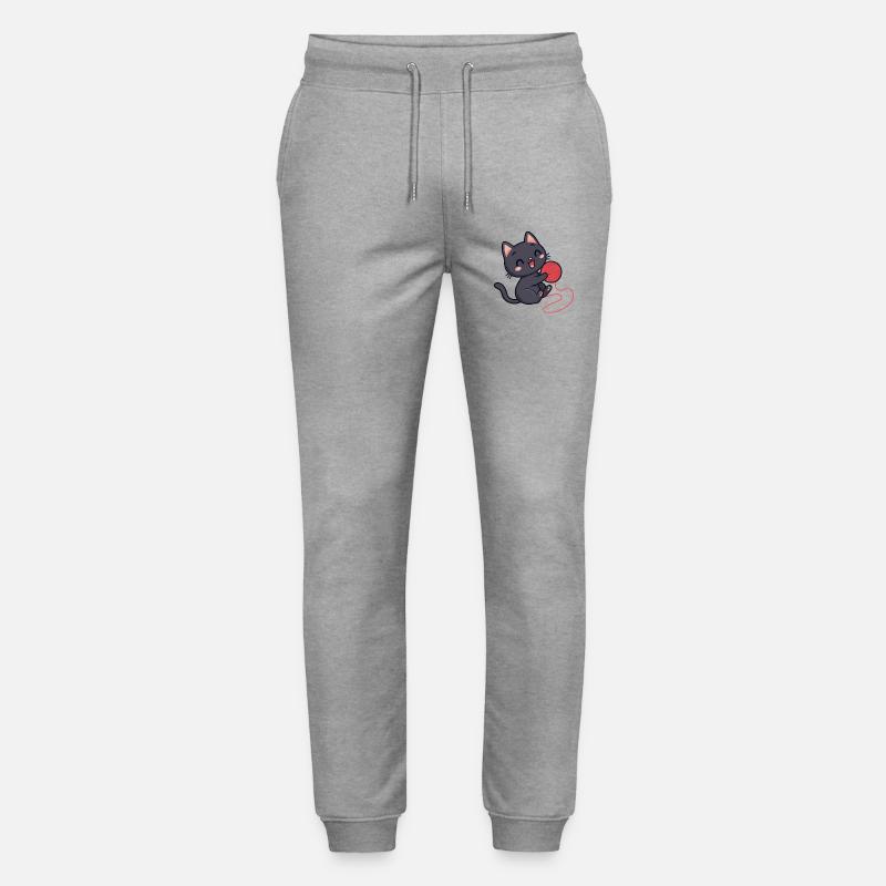 Red wool kitten soft pattern - Stanley/Stella Mover Unisex Organic Jogging Trousers - heather grey