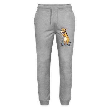 Girafe mignonne seule Dessin animé ennuyeux de scooter - Pantalon de jogging bio MOVER Stanley/Stella unisexe - gris chiné - Devant - Marisol (170cm) & Nik (191cm)