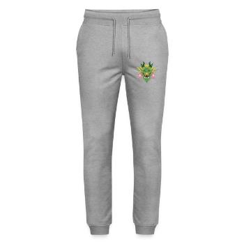 Emerald Green Lotus Dragon - Stanley/Stella Mover Unisex Organic Jogging Trousers - heather grey - Front - Marisol (170cm) & Nik (191cm)