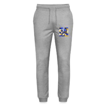 Katz-Mosaik in Blau-Gold - Stanley/Stella Unisex Bio Jogginghose Mover  - Grau meliert - Vorne - Marisol (170cm) & Nik (191cm)