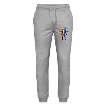 Super-Handwerker-Regenbogen - Stanley/Stella Unisex Bio Jogginghose Mover  - Grau meliert - Vorne - Marisol (170cm) & Nik (191cm)