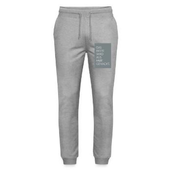 The Best Is Made of Courage – Typo Poster - Stanley/Stella Mover Unisex Organic Jogging Trousers - heather grey - Front - Marisol (170cm) & Nik (191cm)