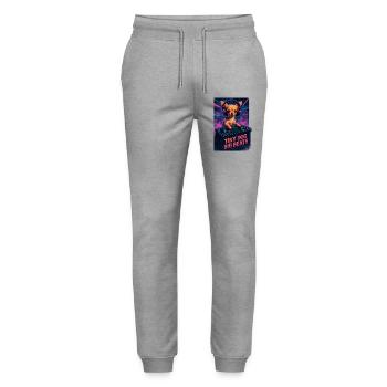 Chihuahua DJ: Tiny Dog Big Beats – Retro Neon - Stanley/Stella Unisex Bio Jogginghose Mover  - Grau meliert - Vorne - Marisol (170cm) & Nik (191cm)