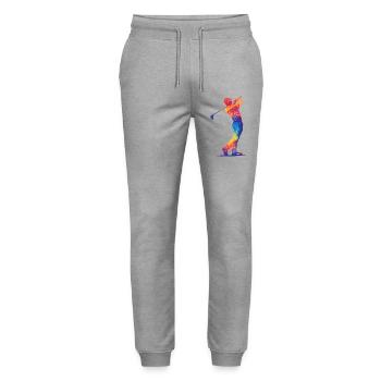 Bunter Golfer-Schwung - Stanley/Stella Unisex Bio Jogginghose Mover  - Grau meliert - Vorne - Marisol (170cm) & Nik (191cm)