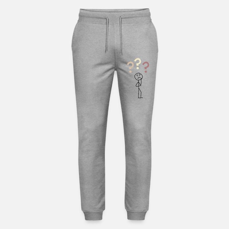 Three Question Marks – Minimal Mystery Design - Stanley/Stella Mover Unisex Organic Jogging Trousers - heather grey