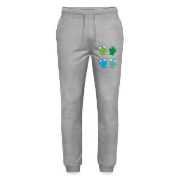 Kunterbunte Froschgesichter - Stanley/Stella Unisex Bio Jogginghose Mover  - Grau meliert - Vorne - Marisol (170cm) & Nik (191cm)
