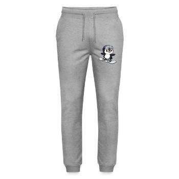 Cute Penguin Snowboard Winter Sports Cartoon - Stanley/Stella Mover Unisex Organic Jogging Trousers - heather grey - Front - Marisol (170cm) & Nik (191cm)