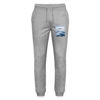 Aber warum Pinguin-Meme existenzieller trauriger Humor-Stimmung - Stanley/Stella Unisex Bio Jogginghose Mover  - Grau meliert - Vorne - Marisol (170cm) & Nik (191cm)