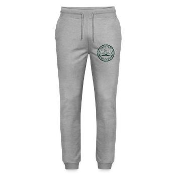 Certified Book Fragrance Fan | Read - Stanley/Stella Mover Unisex Organic Jogging Trousers - heather grey - Front - Marisol (170cm) & Nik (191cm)