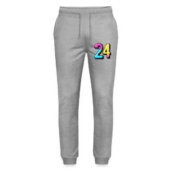 24 Zahl Bunt - Stanley/Stella Unisex Bio Jogginghose Mover  - Grau meliert - Vorne - Marisol (170cm) & Nik (191cm)