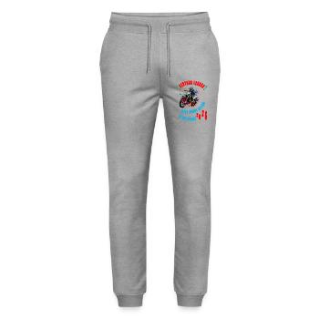 Motorrad Schulkind Einschulung 2026 - Stanley/Stella Unisex Bio Jogginghose Mover  - Grau meliert - Vorne - Marisol (170cm) & Nik (191cm)