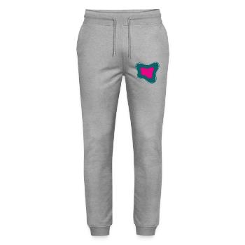 Abstraction rose sur fond teal - Pantalon de jogging bio MOVER Stanley/Stella unisexe - gris chiné - Devant - Marisol (170cm) & Nik (191cm)