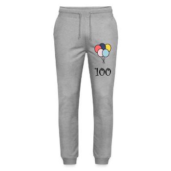 100. 100 ANS. 100e ANNIVERSAIRE. ANNIVERSAIRE 100  - Pantalon de jogging bio MOVER Stanley/Stella unisexe - gris chiné - Devant - Marisol (170cm) & Nik (191cm)