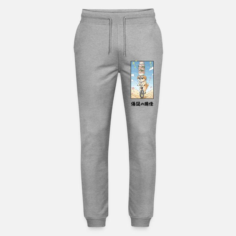 Noodle Stack Pup on Unicycle - Stanley/Stella Mover Unisex Organic Jogging Trousers - heather grey