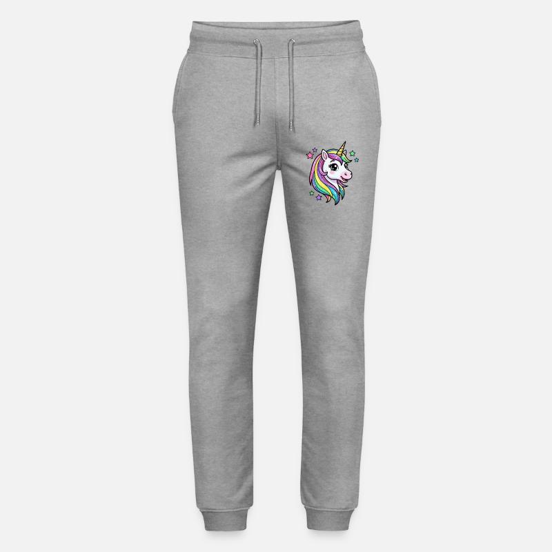 Regenbogen Einhorn Glitzerkopf - Stanley/Stella Unisex Bio Jogginghose Mover  - Grau meliert