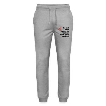 YOU'RE NOT STUPID, YOU'RE JUST UNLUCKY IN THINKING! - Stanley/Stella Mover Unisex Organic Jogging Trousers - heather grey - Front - Marisol (170cm) & Nik (191cm)