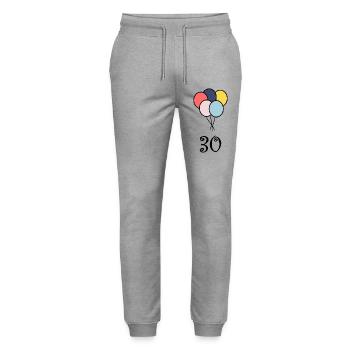30. 30 ANS. 30e ANNIVERSAIRE. ANNIVERSAIRE 30 ANS. - Pantalon de jogging bio MOVER Stanley/Stella unisexe - gris chiné - Devant - Marisol (170cm) & Nik (191cm)