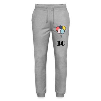 30. 30 YEARS. 30th ANNIVERSARY. 30 YEARS ANNIVERSARY. - Stanley/Stella Mover Unisex Organic Jogging Trousers - heather grey - Front - Marisol (170cm) & Nik (191cm)