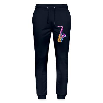 Saxophon Illustration - Stanley/Stella Unisex Bio Jogginghose Mover  - Navy - Vorne - Marisol (170cm) & Nik (191cm)