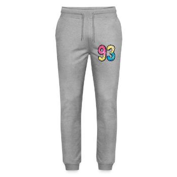 93 Number Colorful - Stanley/Stella Mover Unisex Organic Jogging Trousers - heather grey - Front - Marisol (170cm) & Nik (191cm)