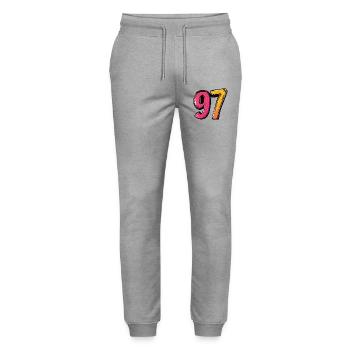 97 Number Colorful - Stanley/Stella Mover Unisex Organic Jogging Trousers - heather grey - Front - Marisol (170cm) & Nik (191cm)