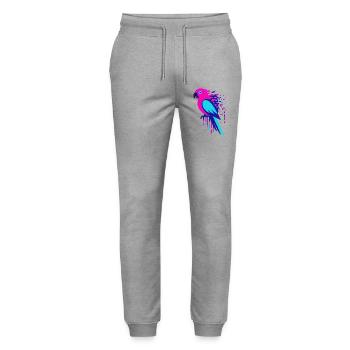 Glitch pixelated Geek parrot - Stanley/Stella Mover Unisex Organic Jogging Trousers - heather grey - Front - Marisol (170cm) & Nik (191cm)
