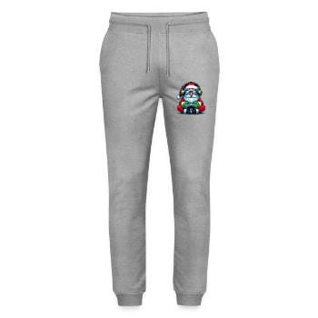 Gamer Santa Claus Playing Video Game Controller - Stanley/Stella Mover Unisex Organic Jogging Trousers - heather grey - Front - Marisol (170cm) & Nik (191cm)